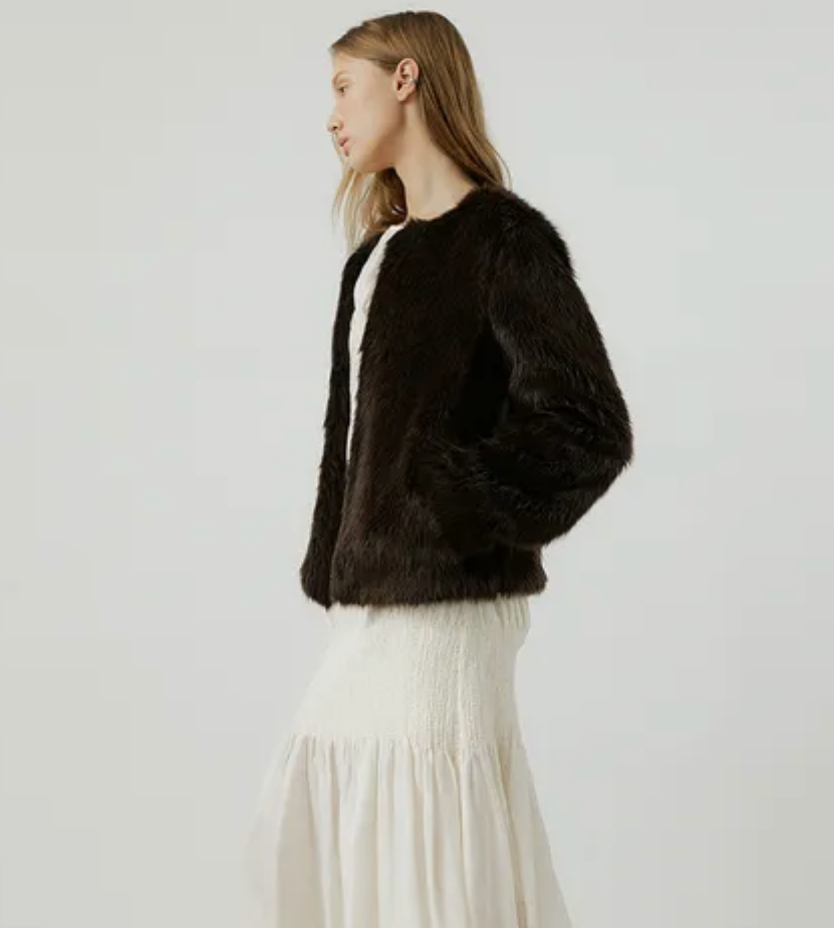 Black faux fur jacket GISELLE
