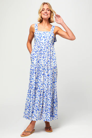 Aspiga Tabitha Maxi Dress Blue Cheetah BOHO BEACH FEST