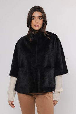 Rino & Pelle - Dewi Faux Fur Cape in Black