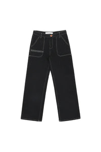 Seventy + Mochi Elodie Full Length Jean in Black & Ecru Thread