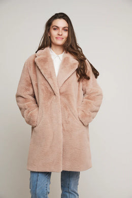 Rino & Pelle - Geppe Midi Length Faux Fur Jacket in Powder