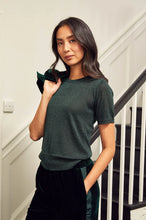 Aspiga - Metallic Knit Short T-Shirt in Emerald