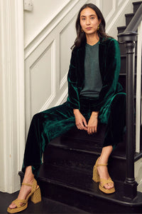 Aspiga - Velvet side Strip Trousers in Emerald