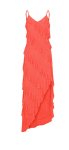 Pitusa Mermaid Asymmetric Ruffle Dress - Watermelon