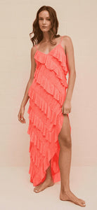 Pitusa Mermaid Asymmetric Ruffle Dress - Watermelon