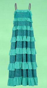 Pitusa Colorblock Tiered Ruffle Dress - Teal