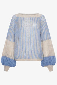 Noella - Liana Knit Sweater Dusty Blue Cream