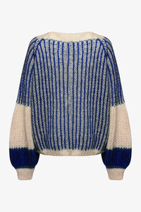 Noella - Liana Knit Sweater Cream/Cobalt Blue