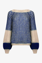 Noella - Liana Knit Sweater Cream/Cobalt Blue