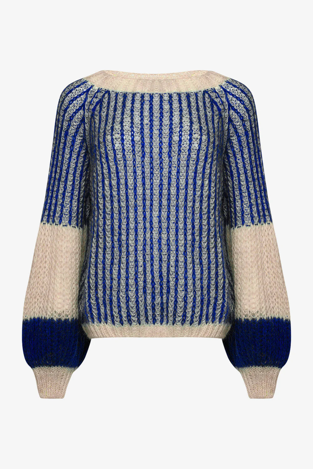 Noella - Liana Knit Sweater Cream/Cobalt Blue