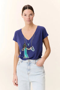 Leon & Harper Tonton Feather Tshirt - Navy