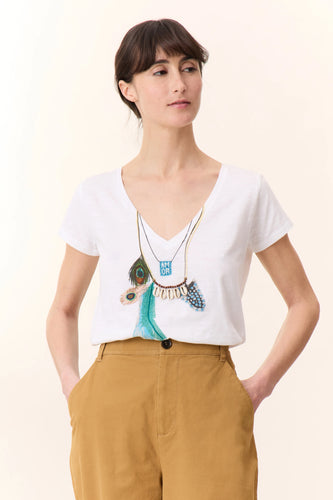 Leon & Harper Tonton Feather Tshirt White