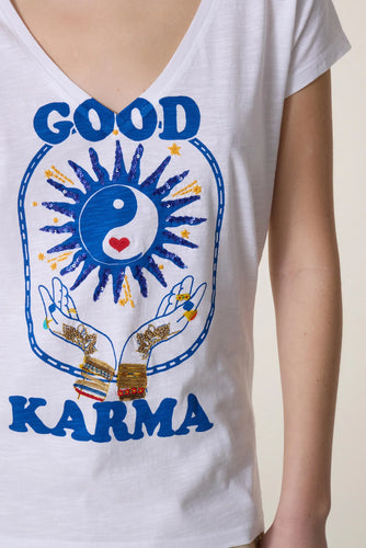 Leon and Harper Good Karma T-shirt - White