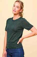 Aspiga - Metallic Knit Short T-Shirt in Emerald