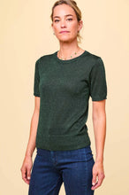 Aspiga - Metallic Knit Short T-Shirt in Emerald