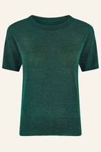 Aspiga - Metallic Knit Short T-Shirt in Emerald