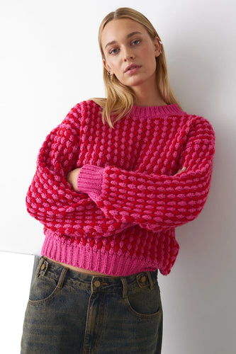 Noella Gio Knit Jumper Pink Red Mix