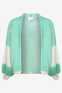 Noella - Liana Knit Cardigan Mint/White