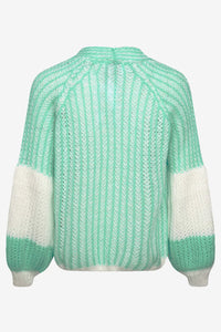 Noella - Liana Knit Cardigan Mint/White