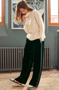 Aspiga - Velvet side Strip Trousers in Emerald