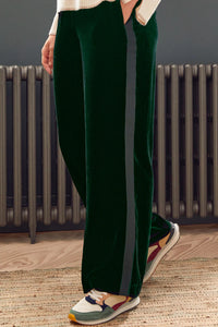 Aspiga - Velvet side Strip Trousers in Emerald