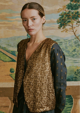 Leon & Harper Vim Sequin Waistcoat  Gold