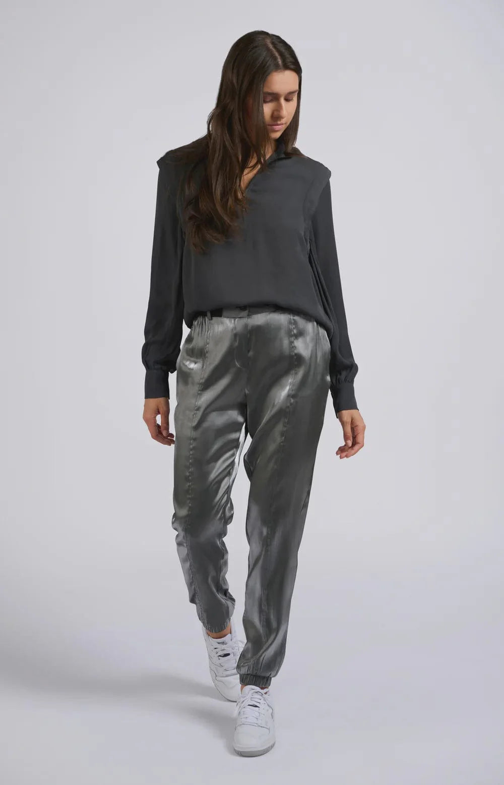 Yaya Silver Metallic Trousers