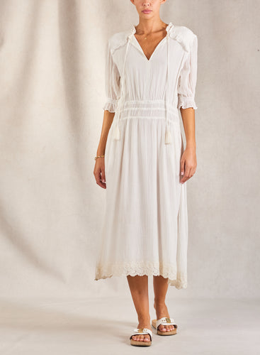 M.A.B.E Ines White Midi Dress