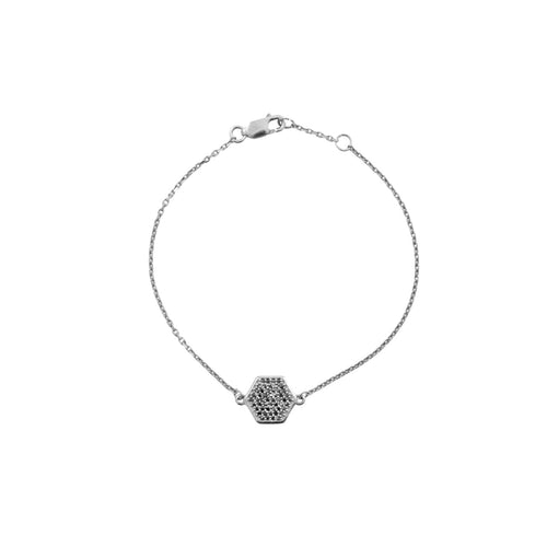 Pureshore Mosaic Bracelet in Silver with Black Diamonds